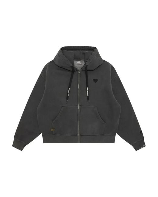 Aape By A Bathing Ape Black Ribbed-Hem Hoodie for men