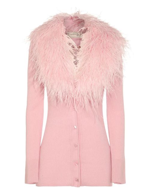 Cárdigan con ribete de plumas Blumarine de color Pink