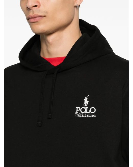 Polo Ralph Lauren Black Logo-Embroidery Hoodie for men