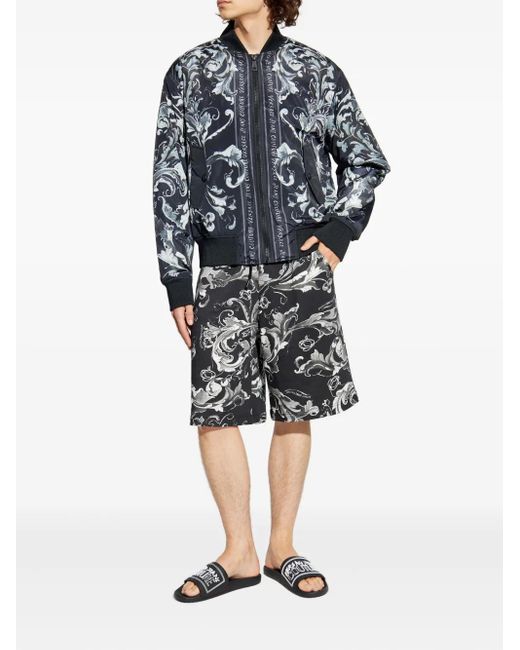 Versace Jeans Couture Blue Baroque-Print Bomber Jacket for men