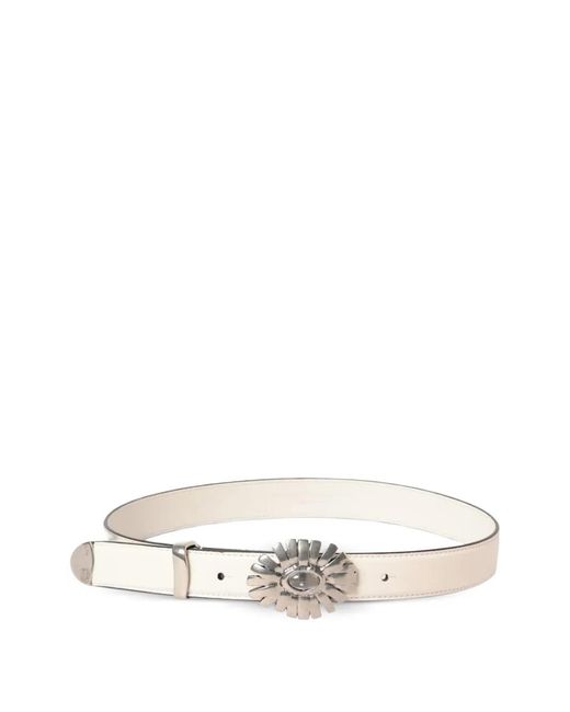 Ermanno Scervino White Floral-Buckle Leather Belt