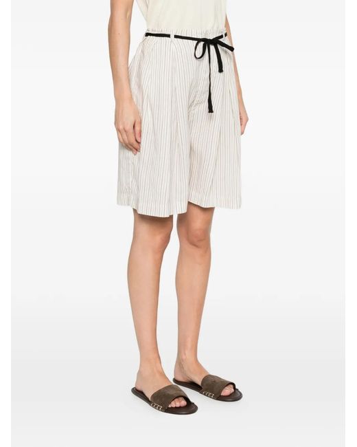 Barena White Striped-Pattern Tailored Shorts