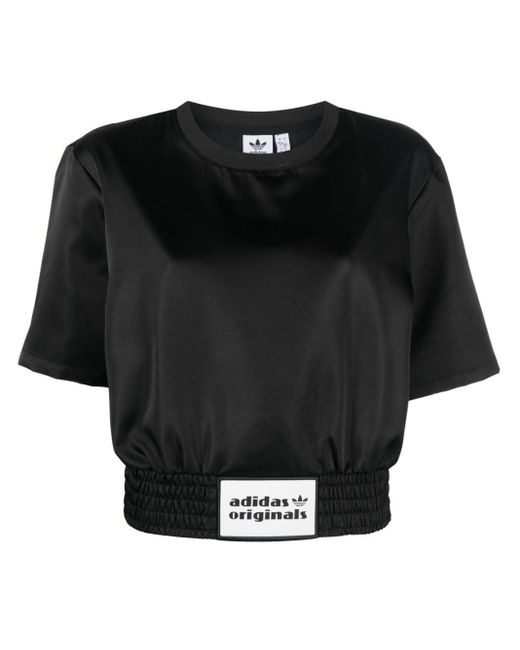 adidas T-Shirt aus Satin in Schwarz | Lyst AT