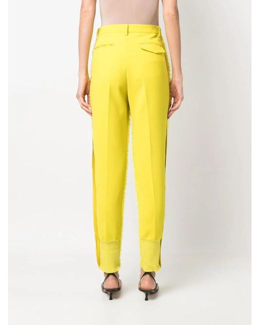 Undercover Yellow Textured High-Waisted Trousers
