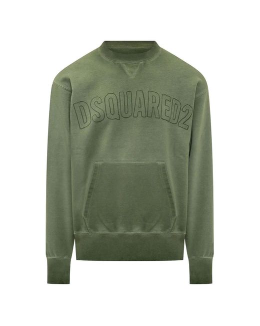 DSquared² Green Logo-Embroidered Pouch-Pocket Sweatshirt for men
