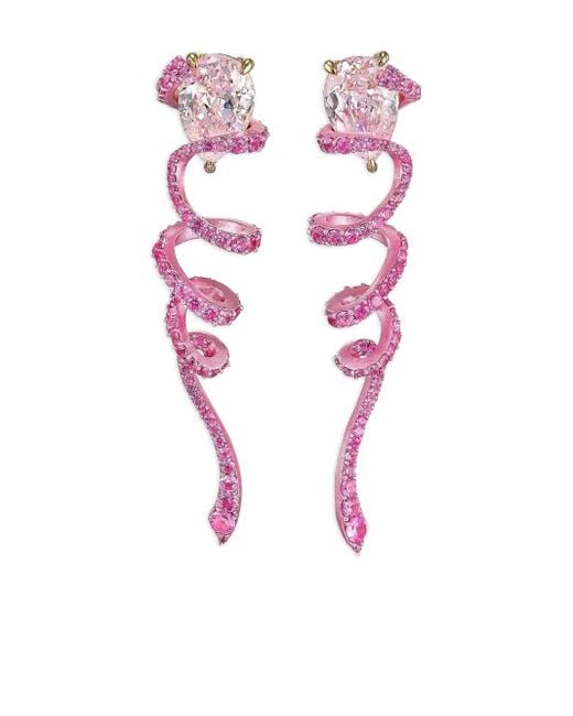 Anabela Chan Pink 14K Rose And 18K Rose Vermeil Ribbon Twirl Sapphire Earrings