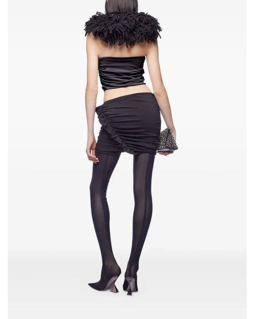 The Attico Black Ruffled Strapless Top