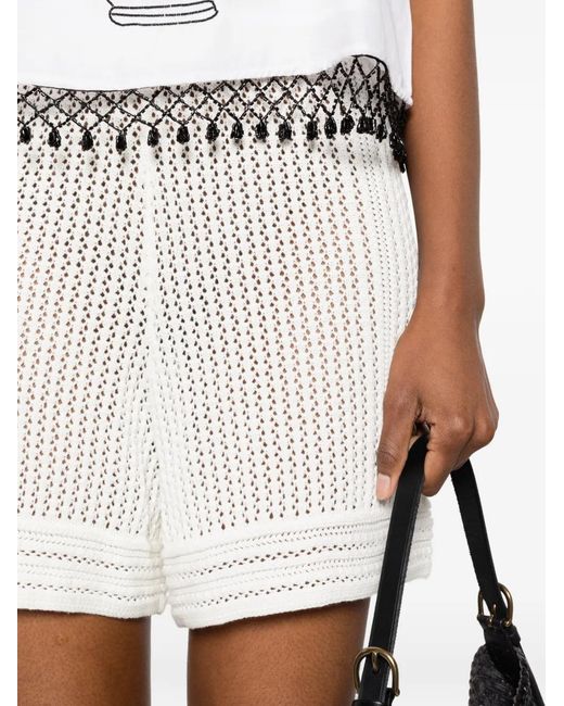 Bompard White Crocheted High-Waist Shorts