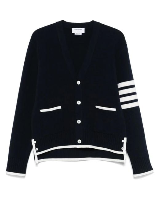 Thom Browne Black 4-Bar Stripe Virgin Wool Cardigan for men