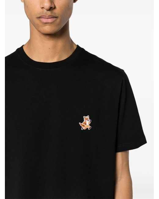 Maison Kitsuné T-Shirt mit Fuchs-Patch in Black für Herren