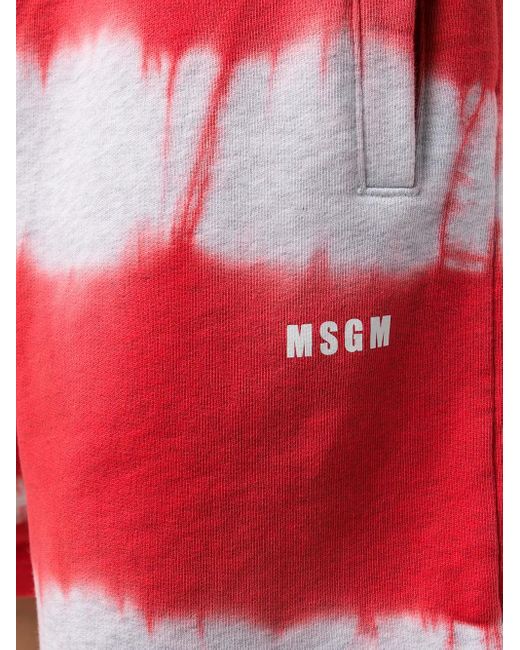 MSGM Red Tie-Dye Track Shorts for men