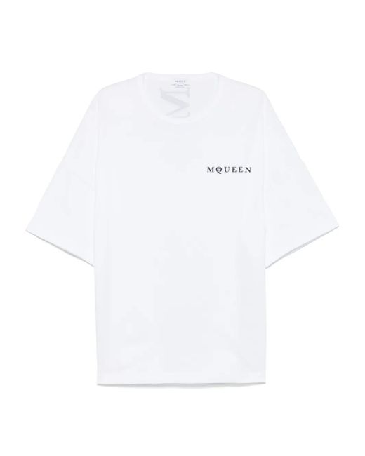 Camiseta de algodón Alexander McQueen de hombre de color White