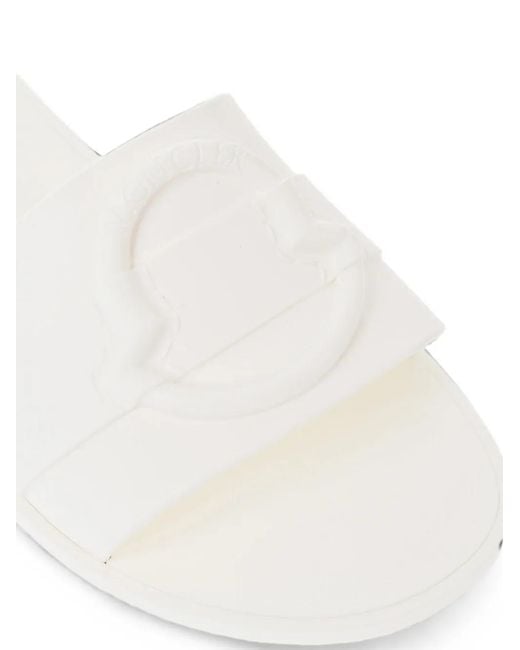 Moncler White Logo-Embossed Sandals