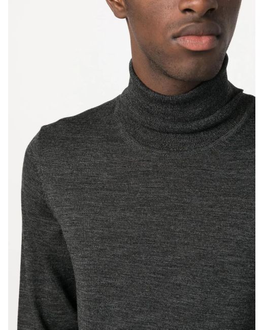 Boss Gray Roll-Neck Virgin Wool Jumper for men