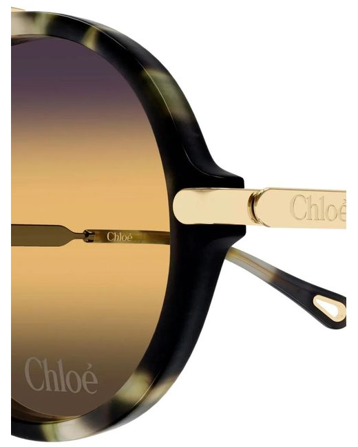 Chloé Black Tortoiseshell-Effect Navigator-Frame Sunglasses