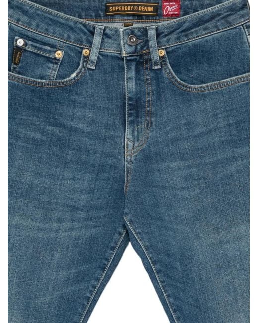 Superdry Blue Logo-Patch Jeans for men