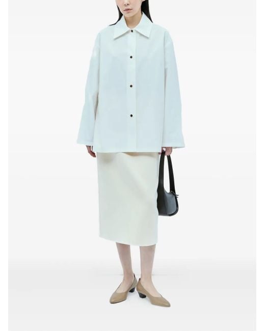 The Row White Zip-Detail Midi Skirt
