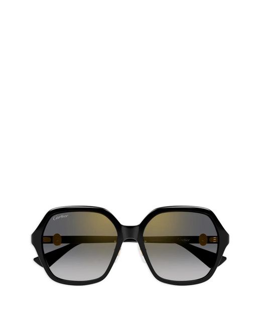 Cartier Black Geometric-Frame Sunglasses