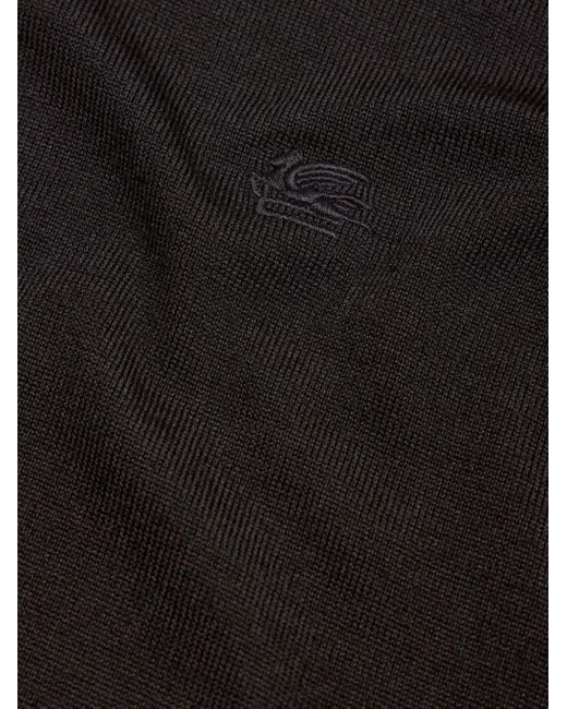 Etro Black Pegaso-appliqué Wool Jumper for men