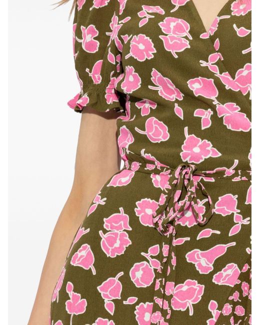 Diane von Furstenberg Green Floral-print Wrap Dress
