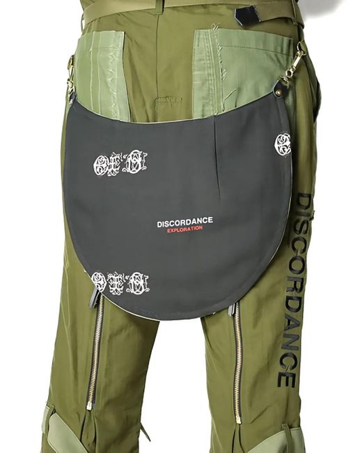 Children of the discordance Logo-Print Cargo Trousers in Green for