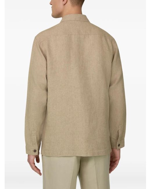 Boggi Natural Linen Patch-Pocket Shirt Jacket for men