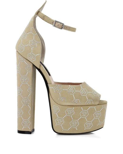 Philipp Plein White Plateau-Sandalen Mit Monogramm