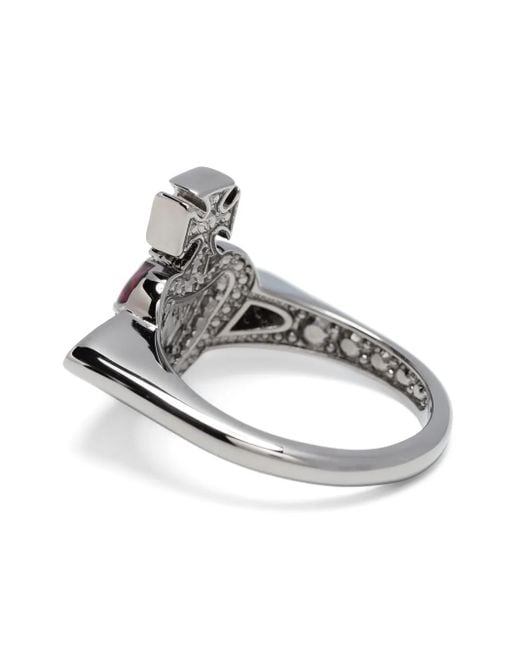 Vivienne Westwood New Diamante Heart Ring in Black | Lyst