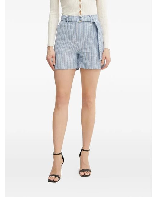 Fracomina Blue Gestreifte Shorts Mit Gürtel