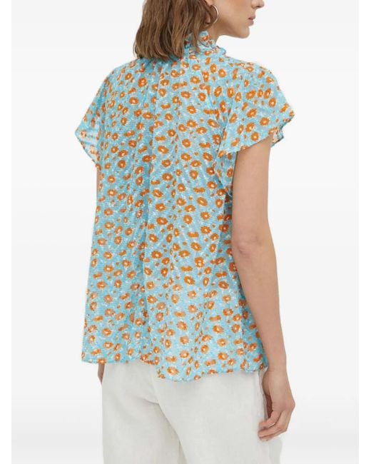 Samsøe & Samsøe Blue Ruffled Floral Top