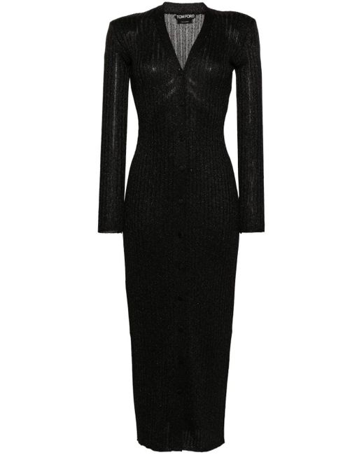 Robe longue en maille métallisée Tom Ford en coloris Black