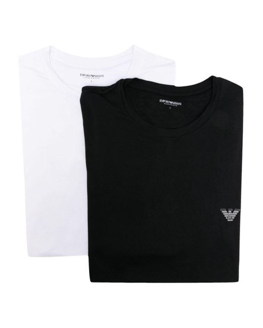 Emporio Armani Black Logo-print T-shirt (pack Of Two) for men