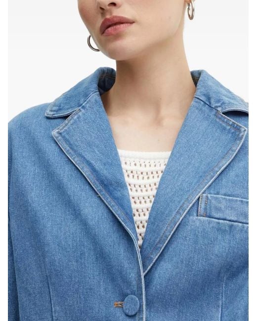 Bardot Blue Button-Fastening Denim Blazer