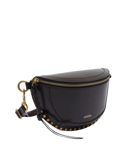 Isabel Marant Black Skano Leather Belt Bag With Studs