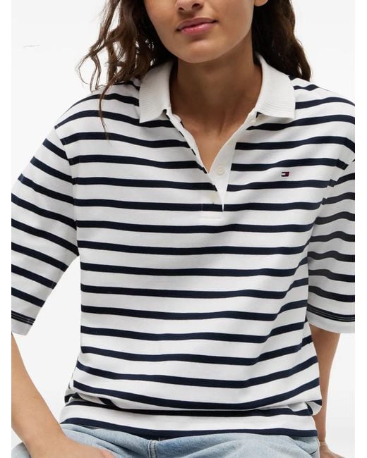 Tommy Hilfiger Blue Striped Short-Sleeve Polo Shirt