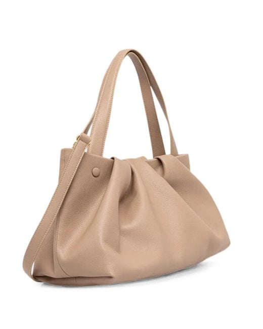 THEMOIRÈ Natural Athena Bottalato Corn Ruched Pebbled Tote Bag