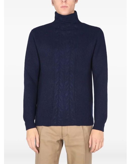 Ballantyne Blue Cable-Knit Turtleneck Sweater for men