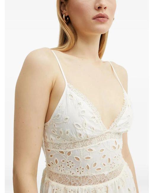 ERMANNO FIRENZE Natural Eyelet-Lace Tiered Midi Day Dress