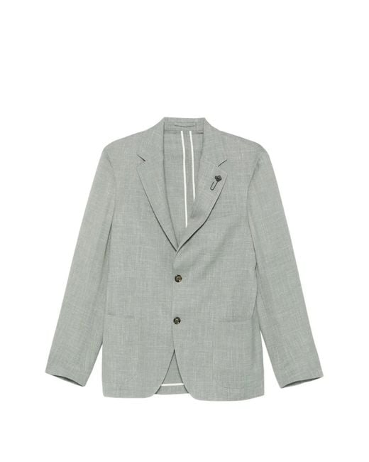 Lardini Gray Notched-Lapel Blazer for men