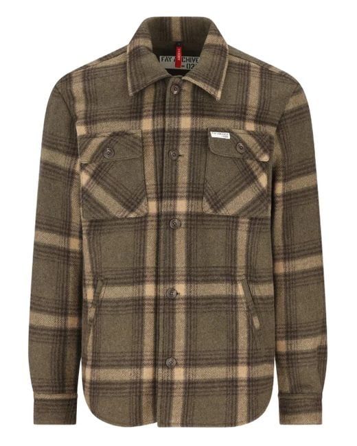 Fay Green Check-Pattern Shirt for men