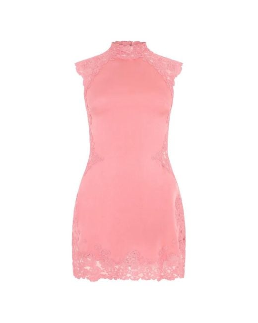 Cult Gaia Pink Riti Lace-Panelled Cut-Out Mini Dress