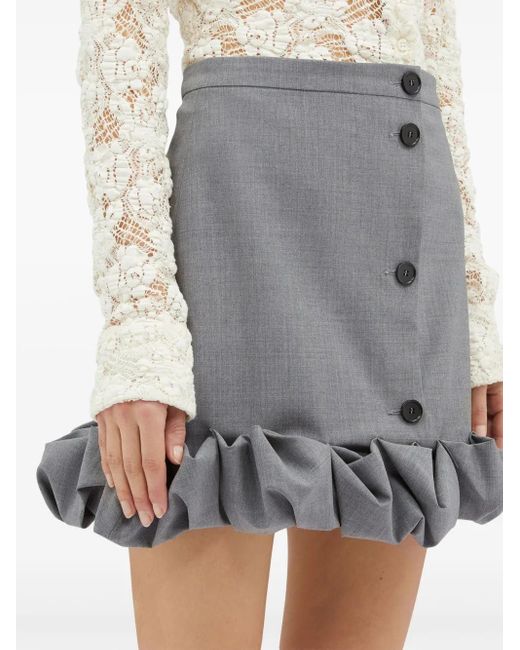 MSGM Gray Ruffled Mini Skirt