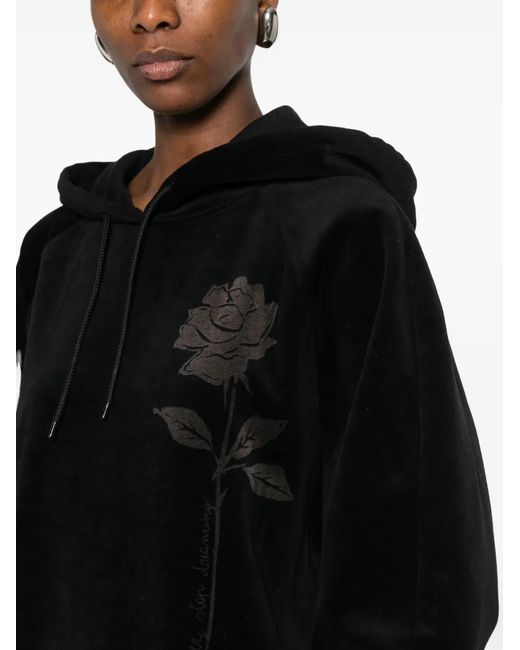 Golden Goose Deluxe Brand Black Rose Hooded Mini Dress