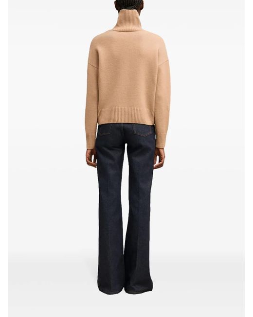 AMI Natural Embossed Ami De Coeur Roll-Neck Jumper