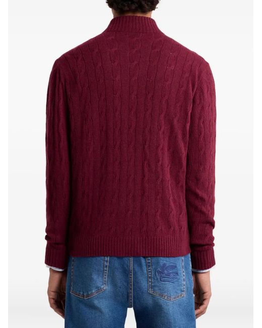 Etro Red Cashmere Cardigan for men