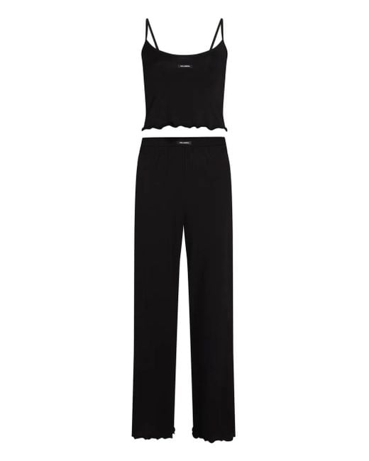 Karl Lagerfeld スカラップ キャミソール&パンツ セット Black