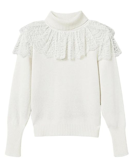 Maglione A Collo Alto di Twinset in White