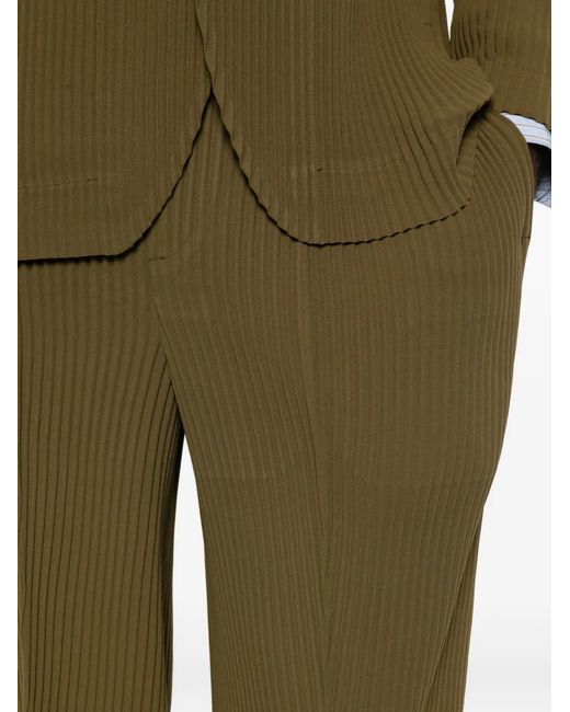 Homme Plissé Issey Miyake Green Pantalon Tuxedo À Design Plissé for men