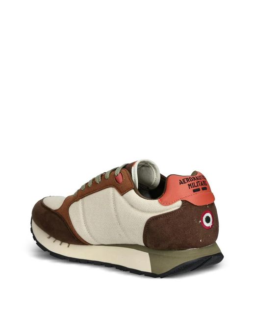 Aeronautica Militare Brown Embroidered Sneakers for men