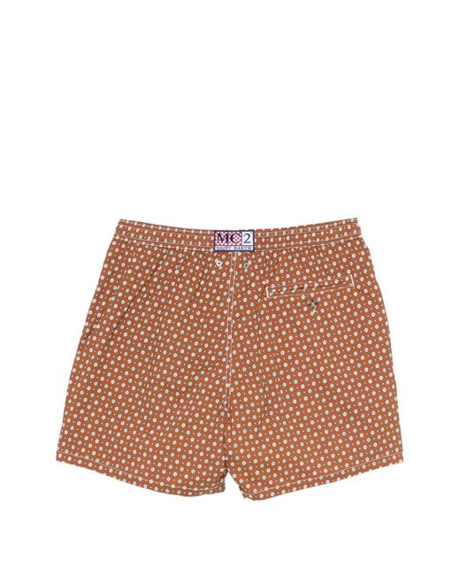 Mc2 Saint Barth Brown Lighting Floral-Print Swim Shorts for men